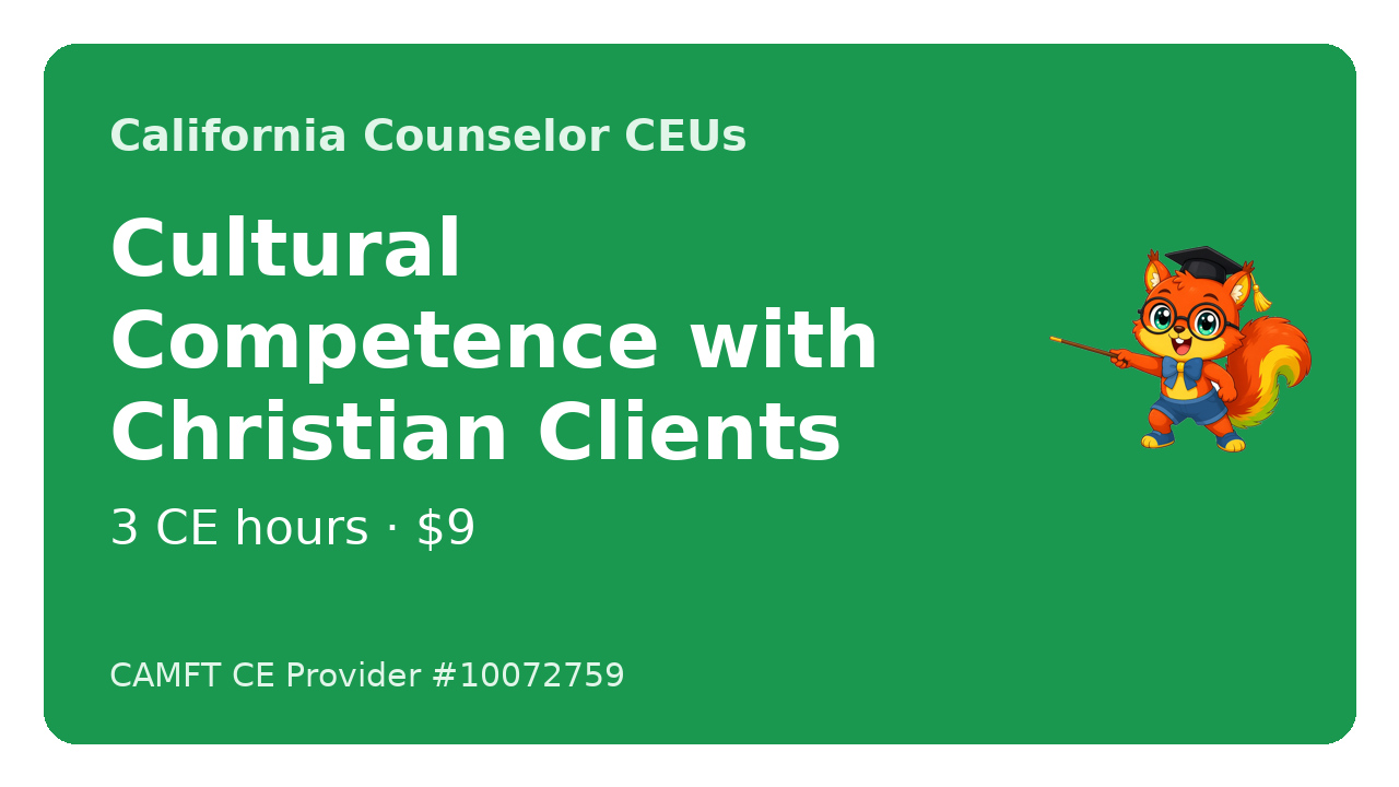 Course cover for Cultural Competence with Christian Clients: A Course for Christian Clinicians, 3 CE hours, by John Oliver Ycaro, LPCC