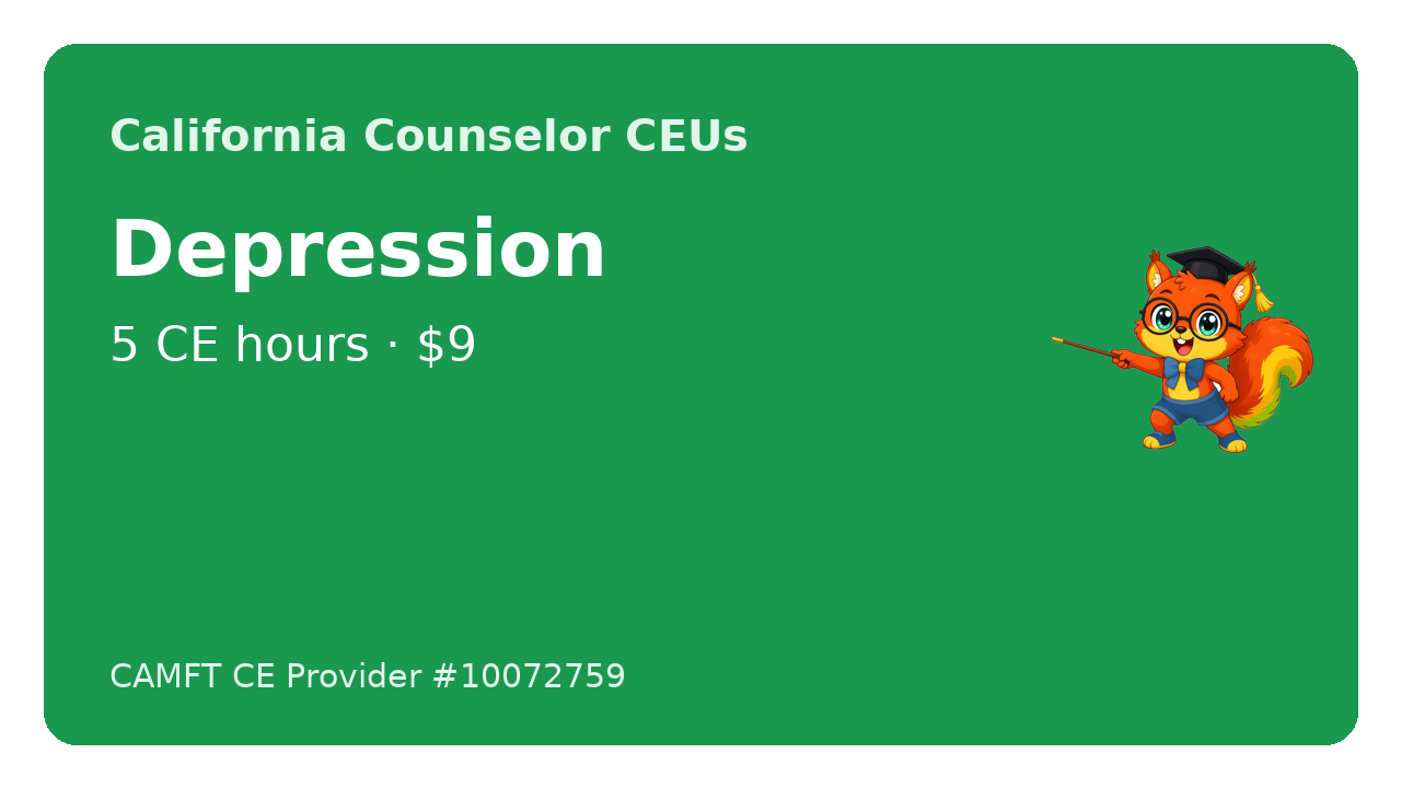 Course cover for Depression in Clinical Practice, 5 CE hours, by John Oliver Ycaro, LPCC