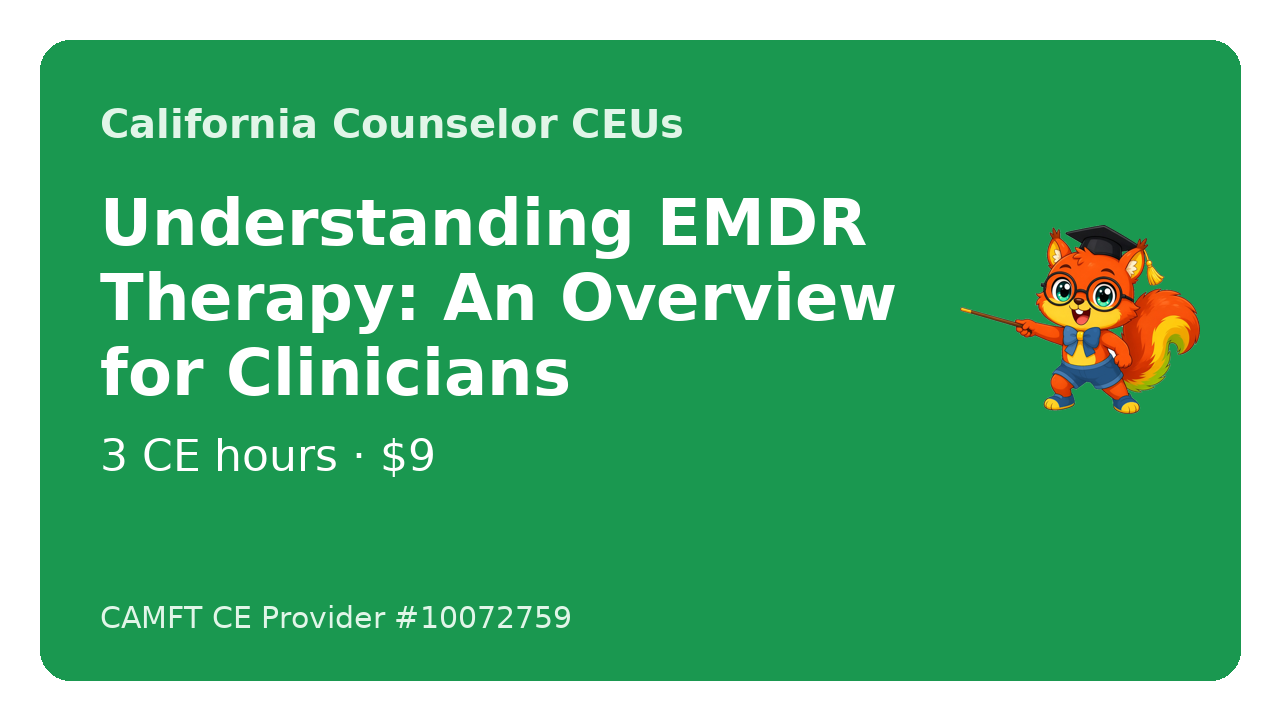 Course cover for Understanding EMDR Therapy: An Overview for Clinicians, 3 CE hours, by John Oliver Ycaro, LPCC