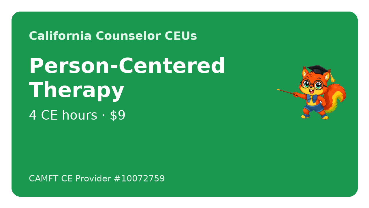 Course cover for Person-Centered Therapy: Carl Rogers in Today's Practice, 4 CE hours, by John Oliver Ycaro, LPCC